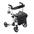 Produktbild: RIDDER – Rollator Mio | Faltbarer Gehwagen mit höhenverstellbaren Griffen, breitem Sitz & Rückengurt. Gehhilfe mit Abnehmbarer Einkaufstasche & Gehstockhalter | Belastbar bis 136kg