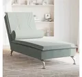Produktbild: vidaXL Chaiselongue, Massage-Chaiselongue mit Nackenrolle Hellgrau Samt