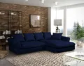 Produktbild: Ecksofa Couchgarnitur TIZIAN in Stoff Salvador Dunkelblau Ottomane Rechts