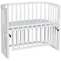 Produktbild: Babybay Beistellbett Maxi Comfort Plus, Weiß, Holz, Buche, 56.5x79x96 cm, Textiles Vertrauen - Oeko-Tex®, Oeko-Tex® Standard 100, Lattenrost stufenlos höhenverstellbar, zur Sitzbank umbaubar, sehr stabil, Babymöbel, Babybetten, Beistellbetten