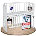 Produktbild: babybay Maxi Comfort Plus Beistellbett & Stubenwagen aus massivem Buchenholz/Zustellbett mit Verschlussgitter/stufenlos verstellbar & umweltfreundlich/mitwachsendes Babybett (weiß lackiert)