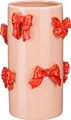Produktbild: Mica Decorations Vase mit Schleifen - H26 x Ø17 cm - Dolomit - Rot, Hellrosa