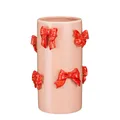 Produktbild: Mica Decorations Vase mit Schleifen - H26 x Ø17 cm - Dolomit - Rot, Hellrosa
