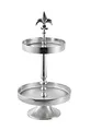 Produktbild: Etagere Lilie 2-Stöckig Dekoteller Schale Deko Dekoration - Servierplatte Groß aus Metall Aluminium - Silber Luxus - Tischdeko Hochzeit - Weihnachtsdeko für Wohnzimmer, Esszimmer oder Küche - 57 cm