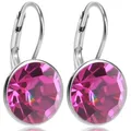 Produktbild: 925 Silber-Ohrringe Kristalle Pink Fuchsia - kurze Ohrhänger schlicht Silberohrhänger NOBEL SCHMUCK