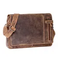 Produktbild: ALMADIH Leder Umhängetasche DYLAN Premium Rindsleder - Ledertasche mit Laptop Fach 15 Zoll Aktentasche Messenger Unitasche Schultertasche Freizeittasche Tragetasche braun (DYLAN vintage)