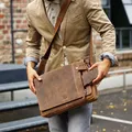 Produktbild: Leder Umhängetasche Herren Ledertasche Aktentasche 15 Zoll Laptoptasche Braun