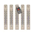 Produktbild: Lantelme 5 Stück Außenthermometer Temperaturanzeige -30°C bis 50°C | Analog Kunststoff Thermometer Set 18cm lang in Beige | Gartenthermometer für Innen Außen Garten Keller Balkon