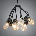 Produktbild: Konstsmide LED Biergartenkette, klar, 20 klare Birnen / 40 warm weiße Dioden, 6V Außentrafo, schwarzes Kabel - 2386-100
