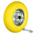 Produktbild: ECD Germany Schubkarren-Rad Rad aus pannensicherem PU Vollgummi Ersatzrad Reifen (1 St), Reifen mit Stahlfelge und Achse Gelb Gummirad Gartenkarren