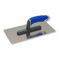 Produktbild: DEWEPRO Zahnkelle 4 x 4 mm aus Edelstahl mit 3-Komponenten-Griff 270 x 130 mm für Fliesenkleber Mörtel Glättekelle gezahnt für Fliesenarbeiten