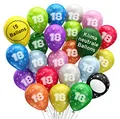 Produktbild: BIO Luftballons 18. Geburtstag •15 Stück• MADE IN EU • Premium BIO Ballons aus 100% Naturlatex • Regional hergestellt • kompostierbar - Ø32 cm Luftballons Geburtstag • Luftballon 18 Party, Jubiläum