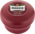Produktbild: Proraso Shaving Soap inklusive Seifenschale, 150 ml, nährende und feuchtigkeitsspendende Rasierseife für Herren mit Sandelholz & Sheabutter, Made in Italy, Rot