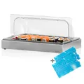 Produktbild: Mahlzeit Kühl Servierplatte | 54 x 34 x 24,5 cm | GN 1/1 Kühlplatte mit Haube, System Kühlschale mit Kühlakku | Frischhalteplatte, Servierhaube mit 2 Kühlakkus | Catering Platte, Buffetvitrine