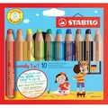 Produktbild: Buntstift, Wasserfarbe & Wachsmalkreide - STABILO woody 3 in 1 - 10er Pack - mit 10 verschiedenen Farben