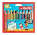 Produktbild: STABILO Buntstift STABILO woody 3 in 1 Buntstifte farbsortiert, (Packung, 10-tlg., woody), Jumbo-förmige, bunte Stifte für Kleinkinder