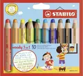 Produktbild: 10x Stabilo Woody Buntstift 3 in 1 Holz Multitalent-Farbstift rund Fenster Stift