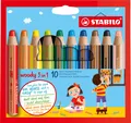 Produktbild: STABILO Woody 3 in 1 Buntstift 10er Pack Wasserfarbe Wachsmalstift wasserlöslich