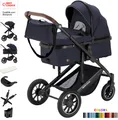 Produktbild: Daliya® FLEXI-PRO M 2in1 Kombikinderwagen Buggy Sportwagen Reise-Kinderwagen Leichter Babywagen Klappbar mit Liegefunktion Höhenverstellbar Umbaubar mit großem Einkaufskorb Sicher & Komfortabel für Stadt Reisen Neugeborene & Kleinkinde (Blau-Grau)