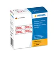 Produktbild: HERMA 4886 Nummernetiketten Zahlen 0-999, doppelt, 2000 Stück, 22 x 10 mm, selbstklebend, matt, 2fach fortlaufende Papier Zahlenetiketten Anlagenummern in Spenderbox, rot bedruckt