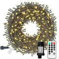 Produktbild: Led Lichterkette Strom 35M 300 LED mit Fernbedienung Timer Merkfunktion Lichterkette Steckdose Wasserdicht für Innen und Außen,Niederspannung, Warmweiß Lichterkette für Party, Weihnachten, Garten