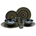 Produktbild: CreaTable 23587 Kombiservice Mandala für 2 Personen, Steinzeug, schwarz/gold (1 Set, 8-teilig)