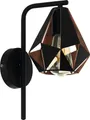 Produktbild: EGLO Wandlampe Carlton 4, 1 flammige Vintage Wandleuchte, Material: Stahl, Farbe: Schwarz, kupferfarben-antik, Fassung: E27