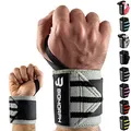 Produktbild: BIOMORPH Profi Handgelenk Bandagen 54cm für Fitness, Bodybuilding, Kraftsport & Crossfit I Wrist Wraps für Frauen & Männer (Grey Black Stripes)