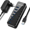 Produktbild: RSHTECH USB Hub Aktiv 3.0 mit Netzteil Aluminium USB 3.0 Hub mit 7 USB 3.0
