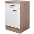 Produktbild: FlexWell Küchenunterschrank, Sonoma Eiche, Weiß Hochglanz, Metall, 1 Fächer, 1 Schubladen, einzeln stellbar, 50x86x60 cm, Made in Germany, individuell planbar, Küchen, Küchenmöbel, Küchenschränke, Küchenunterschränke