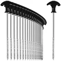 Produktbild: com-four® 24x Zelt-Heringe aus Stahl - robuste Erdnägel mit Gewinde für Camping und Outdoor - ideal für normalen und harten Boden mit T-Griff 0200x7mm