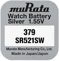 Produktbild: muRata 379 Uhrenbatterie SR521SW Blister Knopfzelle Silberoxid 1,55V