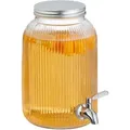 Produktbild: Relaxdays Getränkespender, dekorativer Limobehälter 4L, Zapfhahn u. Deckel, Wasserspender, Glas & Edelstahl, transparent