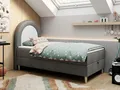 Produktbild: MKS MEBLE Kinderbett 90x180, Boxspringbett 90x180, Einzelbett 90x180 mit Bettkasten und Topper, Kinderbett mit Matratze und Stauraum und Kopfteil - Nest - Dunkelgrau Velvet