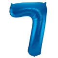 Produktbild: XL Folienballon Zahl 7 in blau, 86 cm, 1 Stück, Helium Ballon (unbefüllt)
