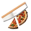 Produktbild: Dolce Mare Edelstahl Pizzaschneider Pizzamesser Cutter mit Griff aus Eiche 35 cm