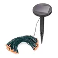 Produktbild: Esotec Solar Lichterkette mit 60 bernsteinfarbenen LEDs, 6m LED Kette, Zuleitung 2m, Dauer- oder Blinklicht, Akku, Solarmodul, Erdspieß, Weihnachtsbeleuchtung, winterfest, außen, 102172