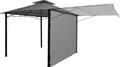 Produktbild: Pergola HWC-F94, Garten Pavillon, Stahl bewegliche Seitenwand 2,5x2,5m grau