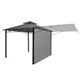 Produktbild: Pergola HWC-F94, Garten Pavillon, Stahl bewegliche Seitenwand 2,5x2,5m - grau