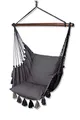 Produktbild: HOBEA-Germany Hängesessel, Vintage Hängestuhl Boho-Look, Hängeschaukel Fransen Uni Deluxe, Farbe:grau mit Quasten