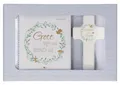 Produktbild: Butzon & Bercker Geschenkset zur Taufe 15 x 22 x 2 cm – Holzkreuz aus Buchenholz weiß lackiert mit Taufspruch, gebundenes Buch 11 x 11 cm, Lieferung in Geschenkverpackung: Geschenkset
