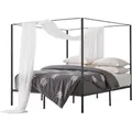 Produktbild: VEVOR Himmelbettrahmen (Kingsize), Metallhimmelbett (363 kg belastbar) mit Himmelbett-Design, robuste Stahllattenstütze, Stauraum unter dem Bett, kein Boxspring erforderlich, Netzrahmen Schwarz