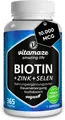 Produktbild: Biotin hochdosiert 10.000 mcg, Zink für Haarwuchs Haarkur Gesundes Haar vegan