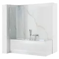 Produktbild: Rea Badewannenaufsatz Lagos Fix 80 Chrome, Glas, Spritzschutz - 1,8X80X140CM