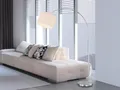 Produktbild: Design LED Bogenlampe mit Stoffschirm weiß höhenverstellbar Stehlampe Wohnzimmer