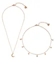 Produktbild: Happiness Boutique Damen Mond und Stern Schmuckset in Rosegold 2-TLG. | Halbmond Kette und Choker Kette mit Stern Anhängern