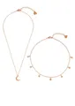 Produktbild: Hey Happiness Collier-Set 2er Layer Stern Mond Anhänger, wasserfest, Edelstahl Damen Halskette Halbmond Stern hängend, 18K Gold Roségold