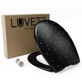 Produktbild: LUVETT® WC-Sitz S100 mit Glitzer-Steinen, oval, mit Absenkautomatik SoftClose®, abnehmbar, antibakteriell, Farbe:Schwarz