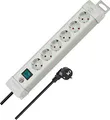 Produktbild: Brennenstuhl Premium-Line Steckdosenleiste 6-Fach (Mehrfachsteckdose mit Schalter und 3m Kabel, Steckdosenleiste Wandmontage, Made in Germany) grau