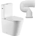 Produktbild: SAT FINE Stand-WC mit Spülkasten Kombi-WCToilette Set Abgang senkrecht spülrandlos Wasseranschluss links/rechts WC-Sitz mit SoftClose, weiß